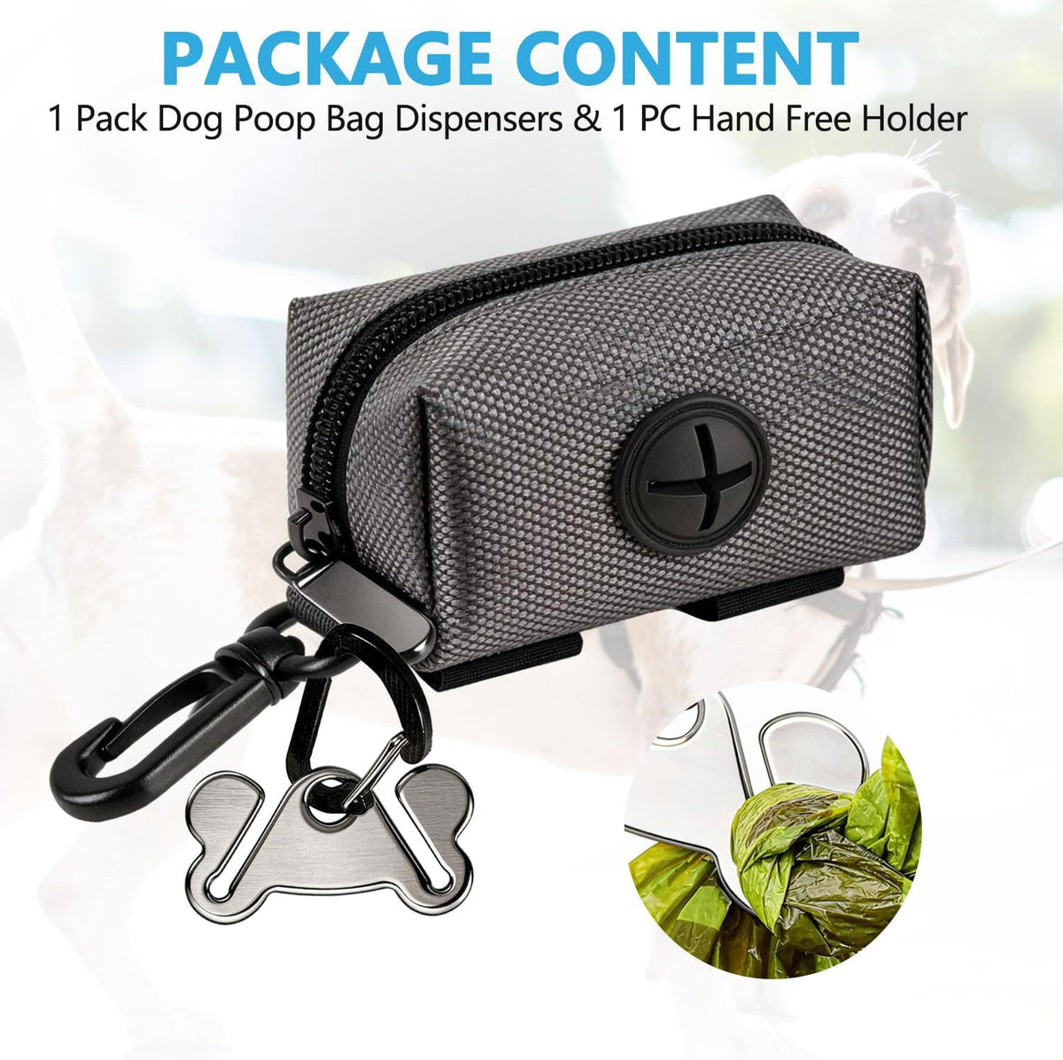 Dog Waste Bag Dispenser Pet Poop Bags Holder for Doggie Waste Bags Dispensers Soft Fabric Zipper Small Doggy Puppy Pouch for Leash Accessory Attachment with Carrier,Black