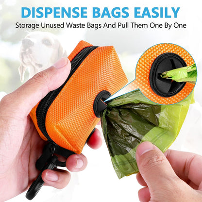 Dog Waste Bag Dispenser Pet Poop Bags Holder for Doggie Waste Bags Dispensers Soft Fabric Zipper Small Doggy Puppy Pouch for Leash Accessory Attachment with Carrier,Black