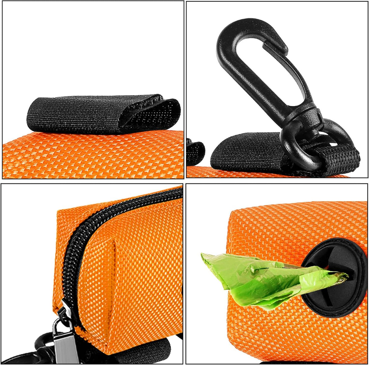 Dog Waste Bag Dispenser Pet Poop Bags Holder for Doggie Waste Bags Dispensers Soft Fabric Zipper Small Doggy Puppy Pouch for Leash Accessory Attachment with Carrier,Black