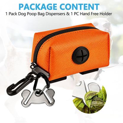 Dog Waste Bag Dispenser Pet Poop Bags Holder for Doggie Waste Bags Dispensers Soft Fabric Zipper Small Doggy Puppy Pouch for Leash Accessory Attachment with Carrier,Black