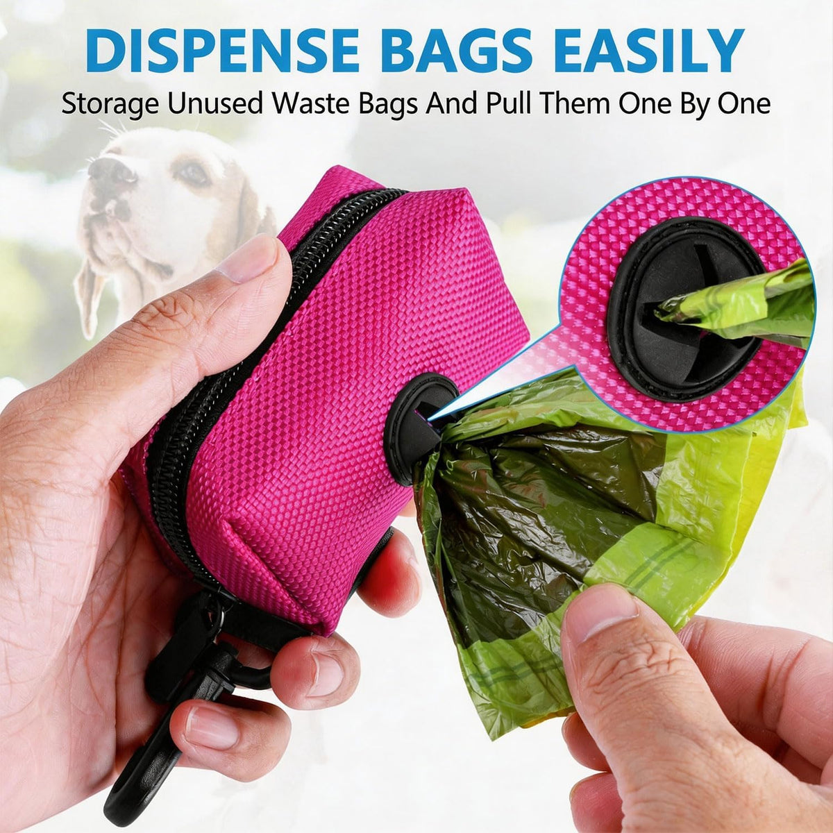 Dog Waste Bag Dispenser Pet Poop Bags Holder for Doggie Waste Bags Dispensers Soft Fabric Zipper Small Doggy Puppy Pouch for Leash Accessory Attachment with Carrier,Black