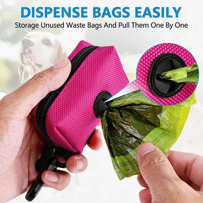 Dog Waste Bag Dispenser Pet Poop Bags Holder for Doggie Waste Bags Dispensers Soft Fabric Zipper Small Doggy Puppy Pouch for Leash Accessory Attachment with Carrier,Black