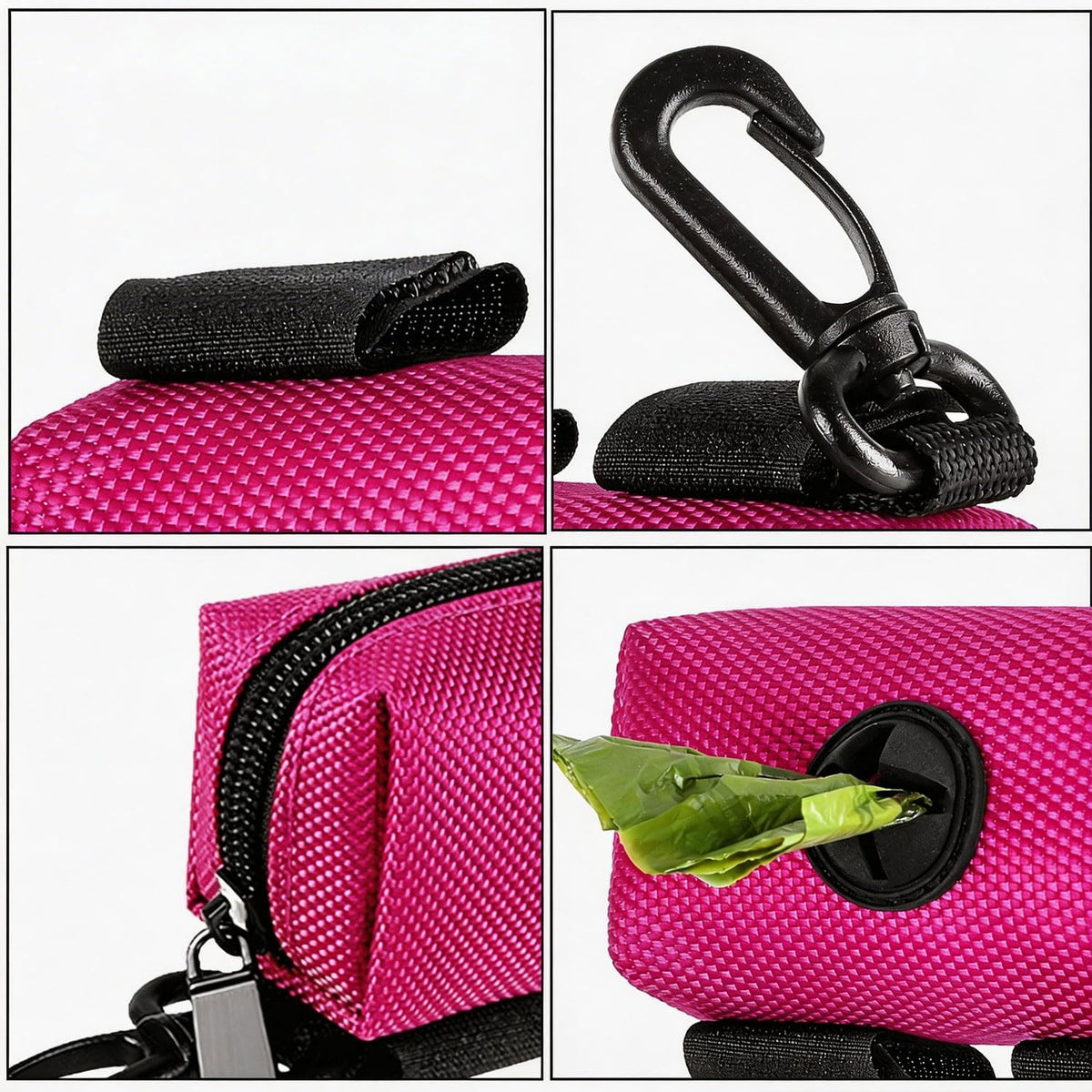 Dog Waste Bag Dispenser Pet Poop Bags Holder for Doggie Waste Bags Dispensers Soft Fabric Zipper Small Doggy Puppy Pouch for Leash Accessory Attachment with Carrier,Black