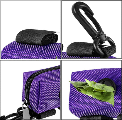 Dog Waste Bag Dispenser Pet Poop Bags Holder for Doggie Waste Bags Dispensers Soft Fabric Zipper Small Doggy Puppy Pouch for Leash Accessory Attachment with Carrier,Black