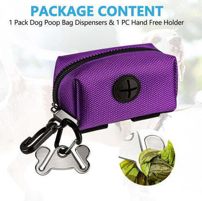 Dog Waste Bag Dispenser Pet Poop Bags Holder for Doggie Waste Bags Dispensers Soft Fabric Zipper Small Doggy Puppy Pouch for Leash Accessory Attachment with Carrier,Black
