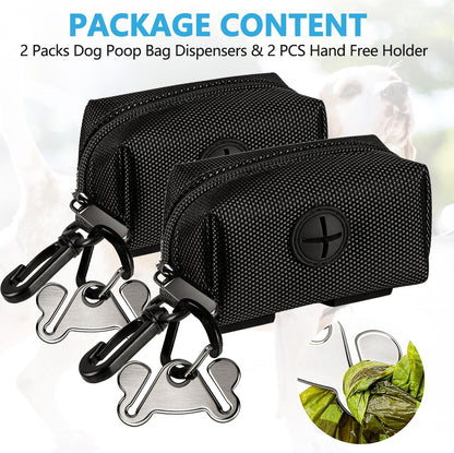 Dog Waste Bag Dispenser Pet Poop Bags Holder for Doggie Waste Bags Dispensers Soft Fabric Zipper Small Doggy Puppy Pouch for Leash Accessory Attachment with Carrier,Black