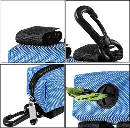 Dog Waste Bag Dispenser Pet Poop Bags Holder for Doggie Waste Bags Dispensers Soft Fabric Zipper Small Doggy Puppy Pouch for Leash Accessory Attachment with Carrier,Black