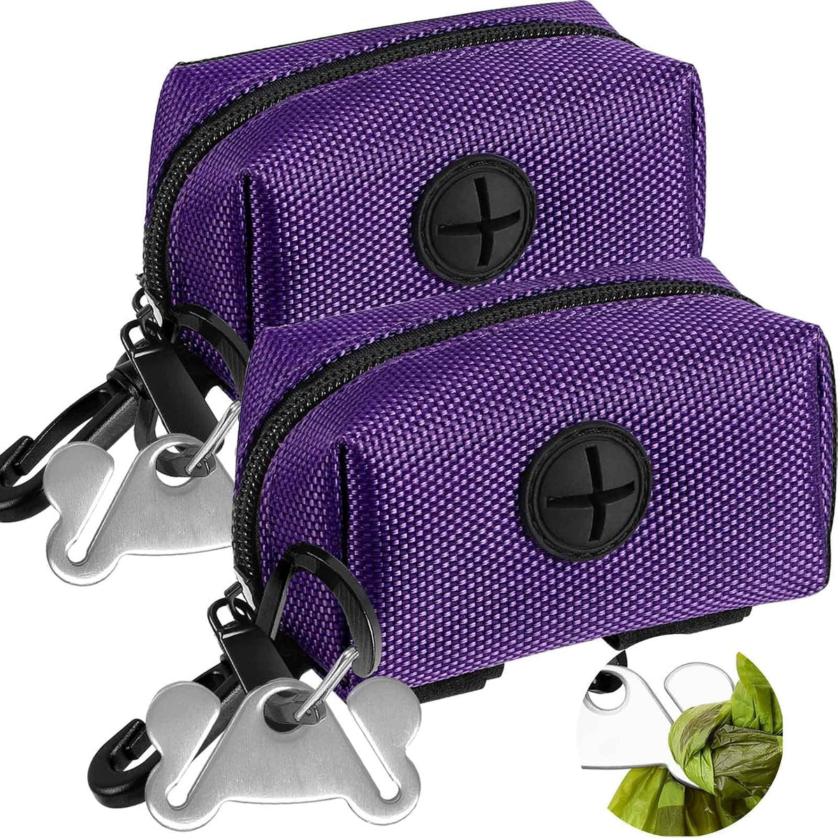 Dog Waste Bag Dispenser Pet Poop Bags Holder for Doggie Waste Bags Dispensers Soft Fabric Zipper Small Doggy Puppy Pouch for Leash Accessory Attachment with Carrier,Black
