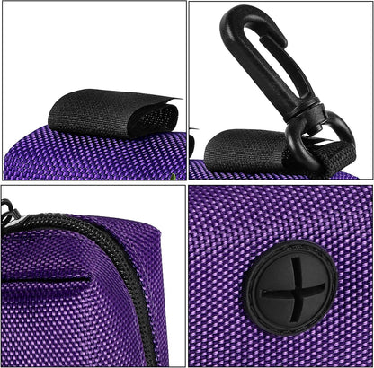 Dog Waste Bag Dispenser Pet Poop Bags Holder for Doggie Waste Bags Dispensers Soft Fabric Zipper Small Doggy Puppy Pouch for Leash Accessory Attachment with Carrier,Black