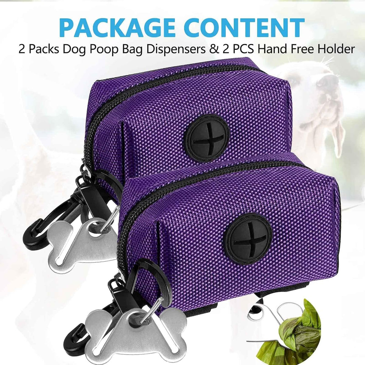 Dog Waste Bag Dispenser Pet Poop Bags Holder for Doggie Waste Bags Dispensers Soft Fabric Zipper Small Doggy Puppy Pouch for Leash Accessory Attachment with Carrier,Black