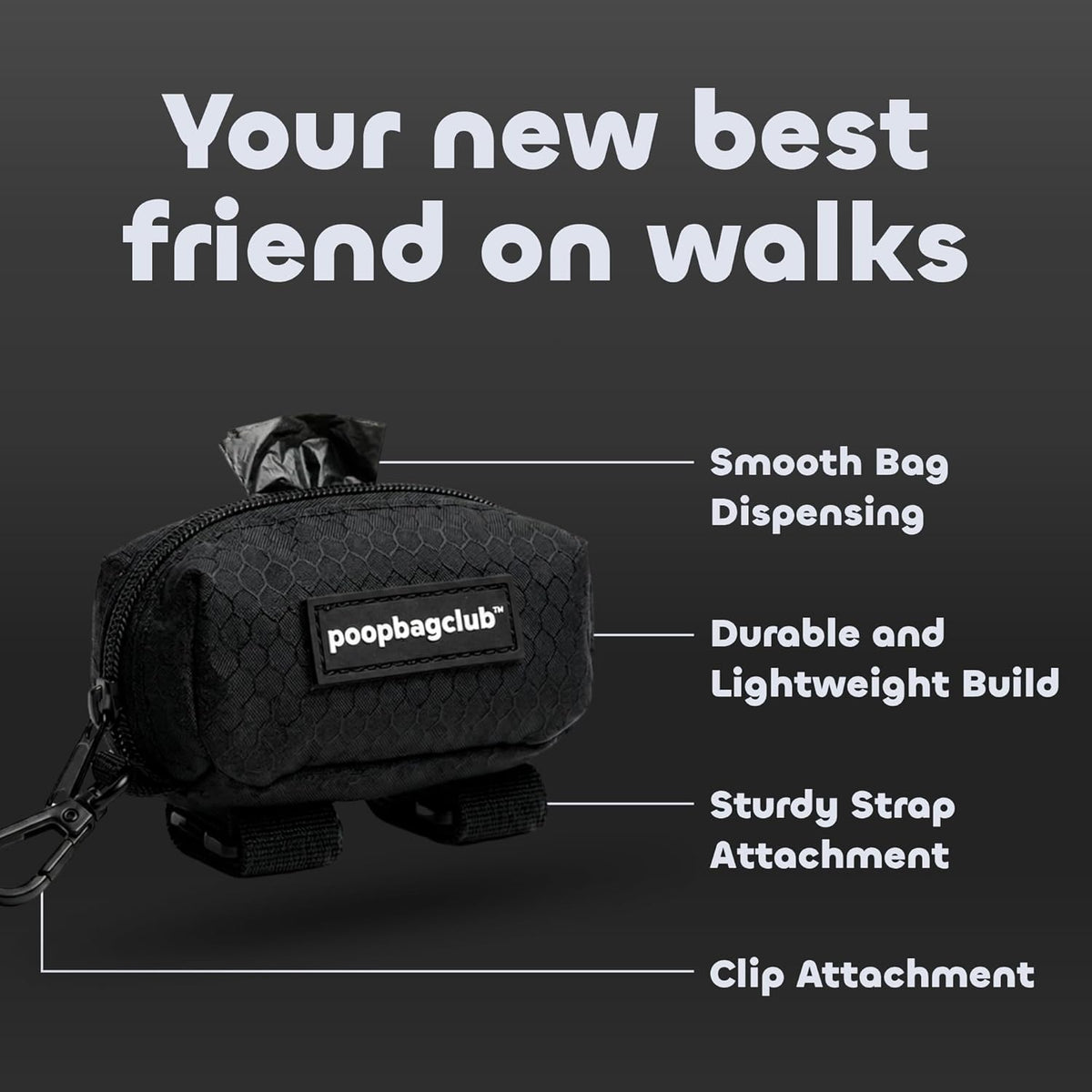 Dog Poop Bag Dispenser - Leash Mounted Durable Holder - Hands Free Essential for Dog Walking and Cleanup