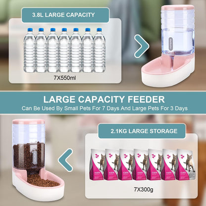 Pets Auto Feeder 5.2L,Food Feeder and Water Dispenser Set for Medium & Large Dogs Cats and Pets Animals (Navy)
