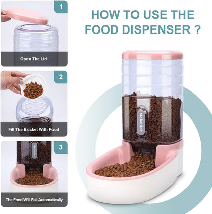 Pets Auto Feeder 5.2L,Food Feeder and Water Dispenser Set for Medium & Large Dogs Cats and Pets Animals (Navy)