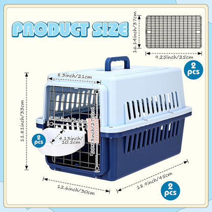 2 Pack 19" Hard-Sided Pet Carrier for Small Dogs and Cats, Airline Approved Travel Crate with Secure Latche, Front Wire Door, Portable Handle, Food Bowl for Traveling Camping, up to 10 LBS