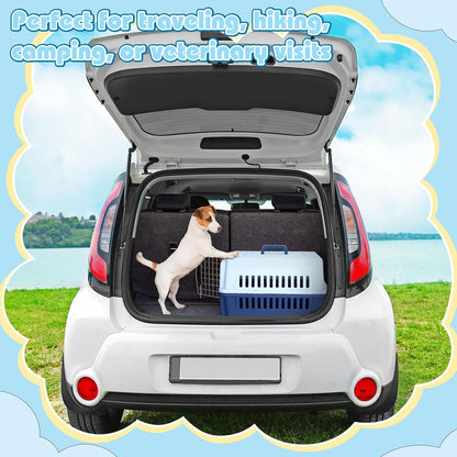 2 Pack 19" Hard-Sided Pet Carrier for Small Dogs and Cats, Airline Approved Travel Crate with Secure Latche, Front Wire Door, Portable Handle, Food Bowl for Traveling Camping, up to 10 LBS
