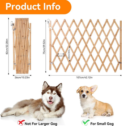 Retractable Dog Gate Expandable Dog Fence Wooden Screen Door Accordion Gates Portable for Doorways Pet Gate Pet Safety Patio Garden Lawn