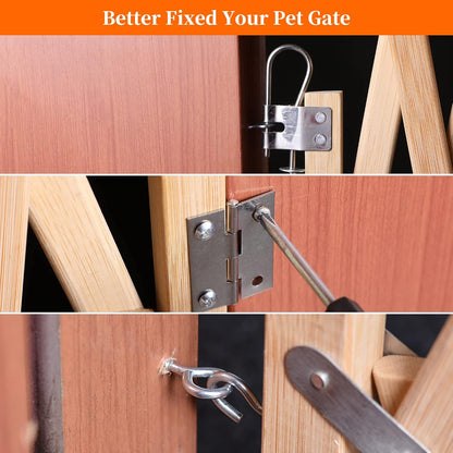 Retractable Dog Gate Expandable Dog Fence Wooden Screen Door Accordion Gates Portable for Doorways Pet Gate Pet Safety Patio Garden Lawn