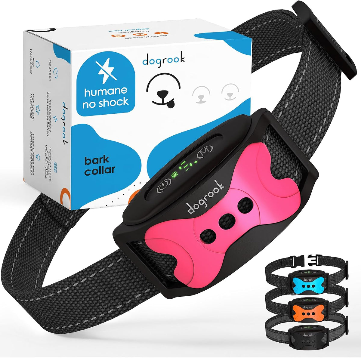 Humane No Shock Rechargable Beep & Vibration Bark Collar for Dogs