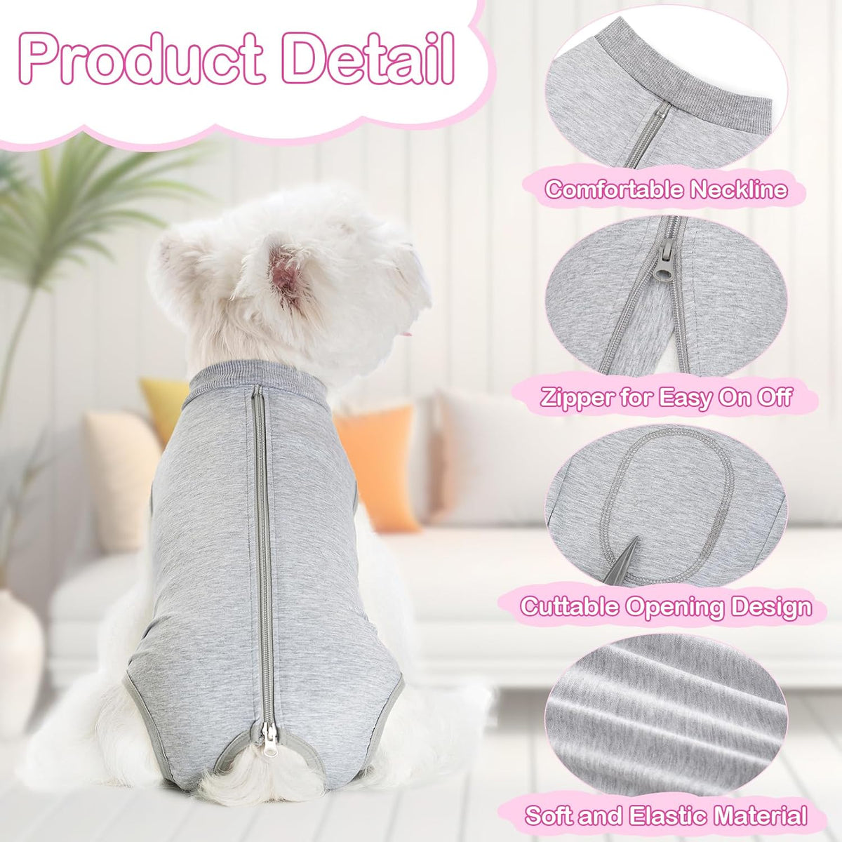 Dog Surgery Recovery Suit for Dogs After Surgery Female, Dog Onesie Neuter Puppy Spay Shirts, Post-Op Bodysuit Pajamas Anti Licking Abdominal Wounds Cone Alternative