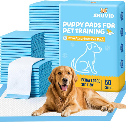 50 Pack 30"x36" Extra Large Dog Pee Pads - Super Absorbent & Leak-Proof Disposable Puppy Training Pads | X-Large Quick-Dry 5-Layer Protection Piddle Pads for Indoor & Outdoor Use