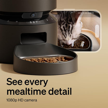 Automatic Dog Feeder with Camera, Auto Cat Food Dispenser Slow Feeders Dogs Bowl, 1080P HD Video with Night Vision, 5G WiFi with 2-Way Audio, Stainless Steel Slow Food Tray for Small Dogs