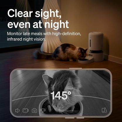 Automatic Dog Feeder with Camera, Auto Cat Food Dispenser Slow Feeders Dogs Bowl, 1080P HD Video with Night Vision, 5G WiFi with 2-Way Audio, Stainless Steel Slow Food Tray for Small Dogs
