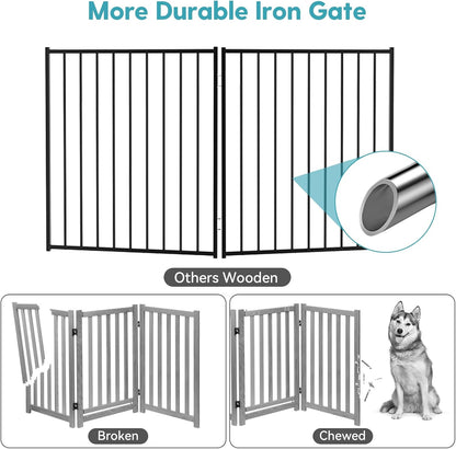 Freestanding Dog Gate with Door for Indoor & Outdoor, 30'' Tall