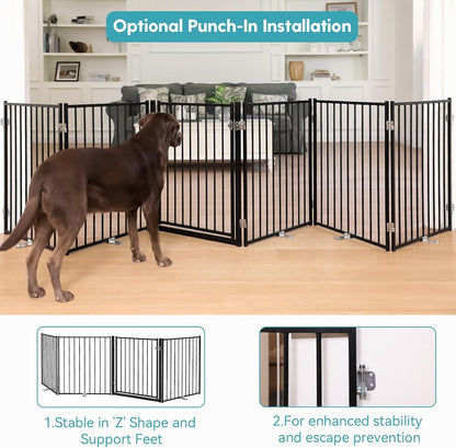 Freestanding Dog Gate with Door for Indoor & Outdoor, 30'' Tall