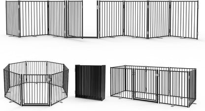 Freestanding Dog Gate with Door for Indoor & Outdoor, 30'' Tall
