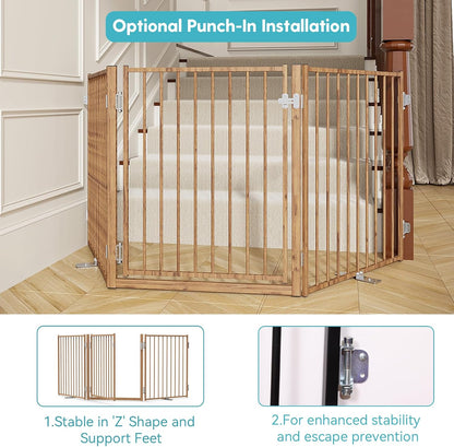 Freestanding Dog Gate with Door for Indoor & Outdoor, 30'' Tall