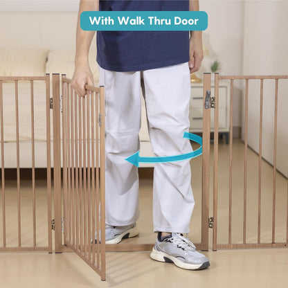 Freestanding Dog Gate with Door for Indoor & Outdoor, 30'' Tall