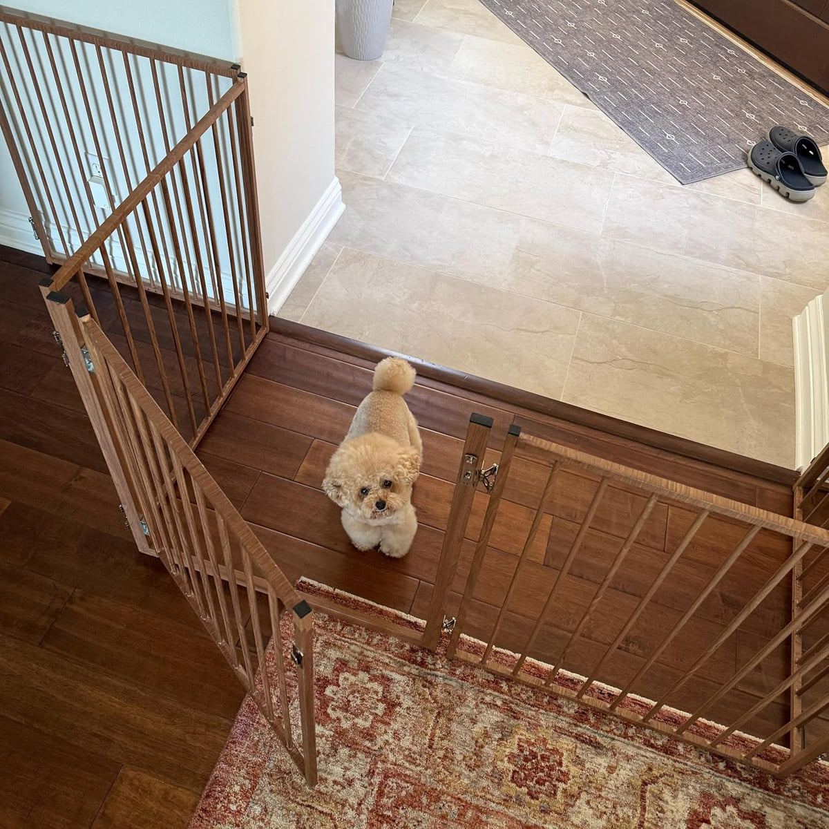 Freestanding Dog Gate with Door for Indoor & Outdoor, 30'' Tall