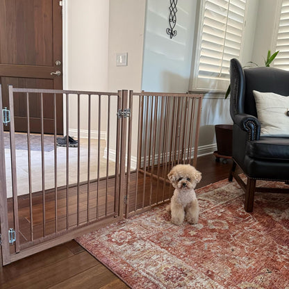 Freestanding Dog Gate with Door for Indoor & Outdoor, 30'' Tall