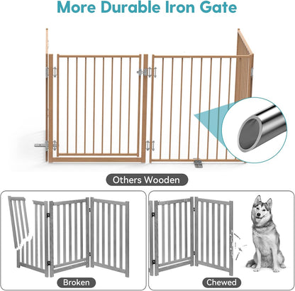 Freestanding Dog Gate with Door for Indoor & Outdoor, 30'' Tall