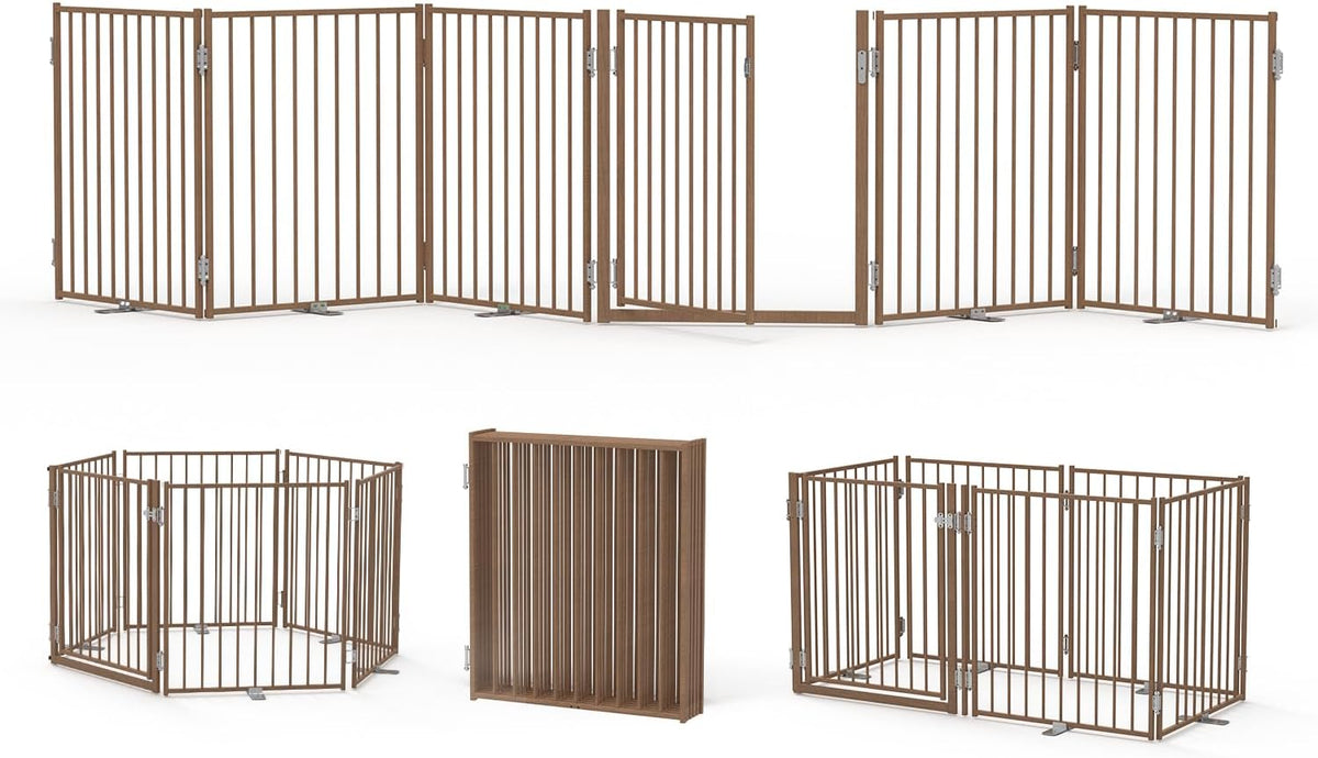 Freestanding Dog Gate with Door for Indoor & Outdoor, 30'' Tall