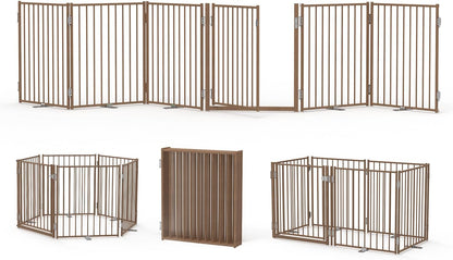 Freestanding Dog Gate with Door for Indoor & Outdoor, 30'' Tall