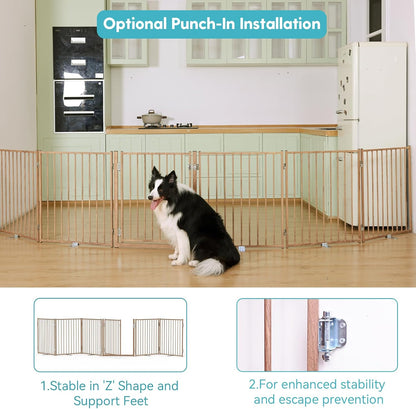 Freestanding Dog Gate with Door for Indoor & Outdoor, 30'' Tall