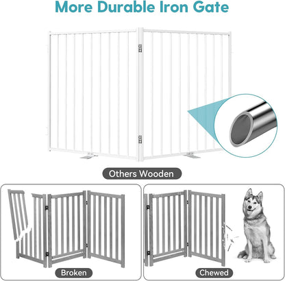 Freestanding Dog Gate with Door for Indoor & Outdoor, 30'' Tall