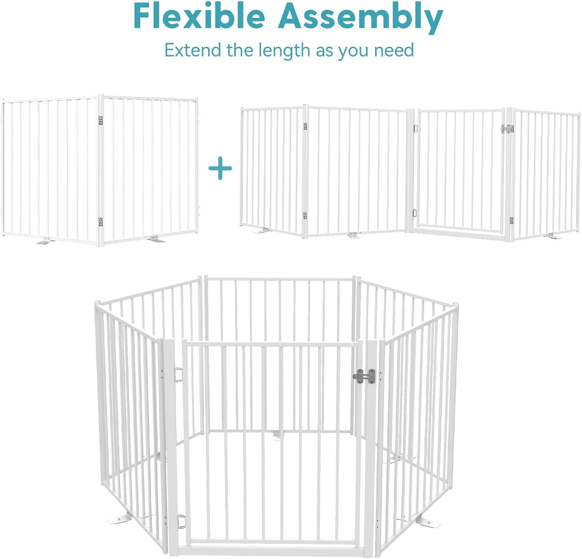 Freestanding Dog Gate with Door for Indoor & Outdoor, 30'' Tall