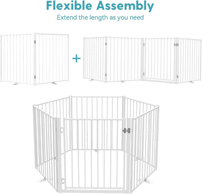 Freestanding Dog Gate with Door for Indoor & Outdoor, 30'' Tall
