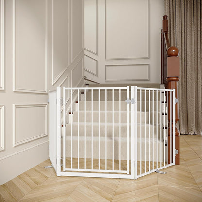 Freestanding Dog Gate with Door for Indoor & Outdoor, 30'' Tall