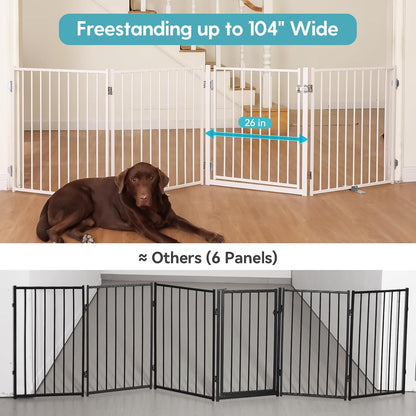 Freestanding Dog Gate with Door for Indoor & Outdoor, 30'' Tall
