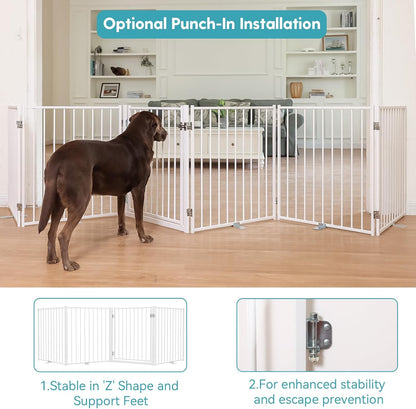 Freestanding Dog Gate with Door for Indoor & Outdoor, 30'' Tall