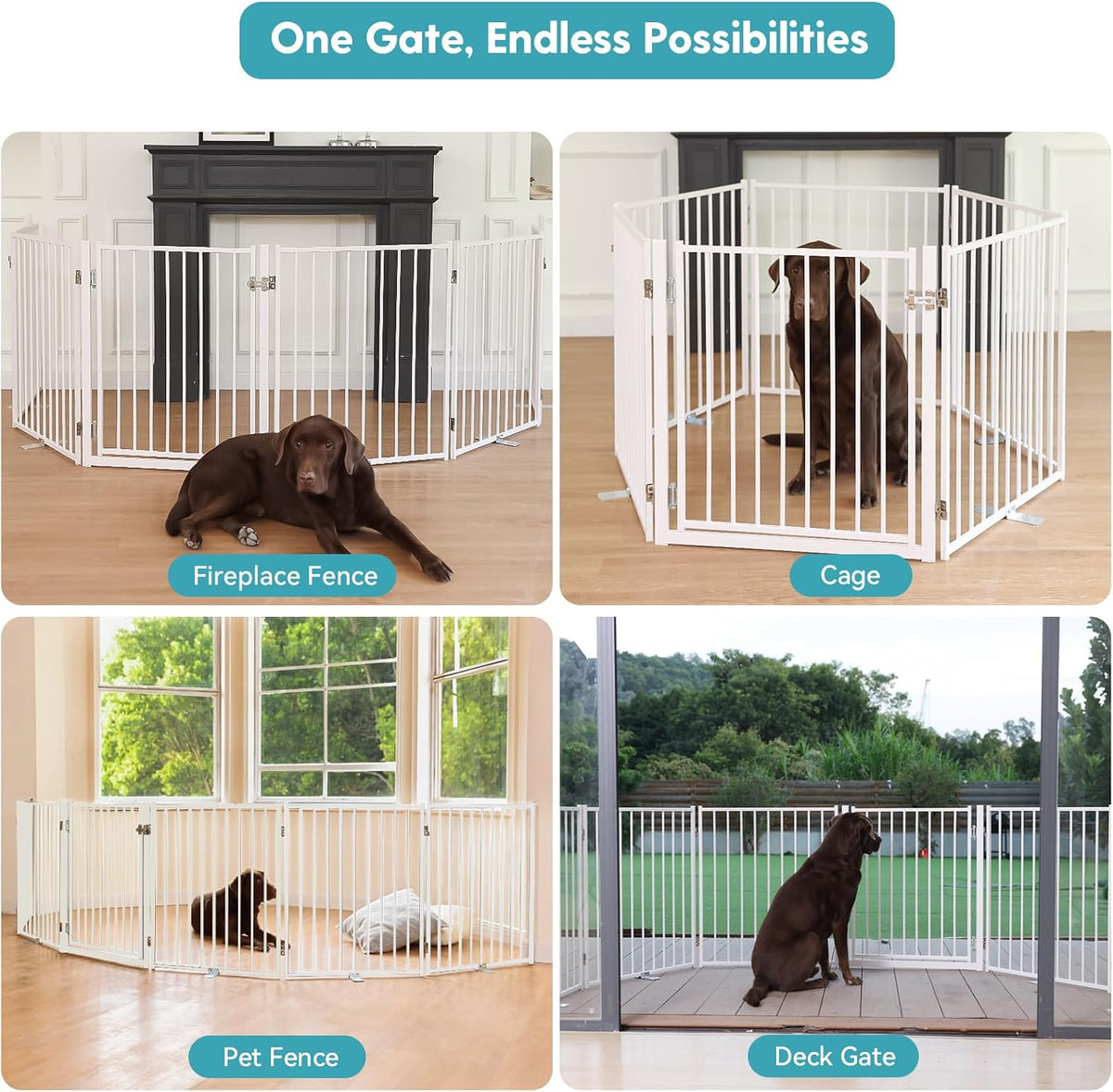 Freestanding Dog Gate with Door for Indoor & Outdoor, 30'' Tall