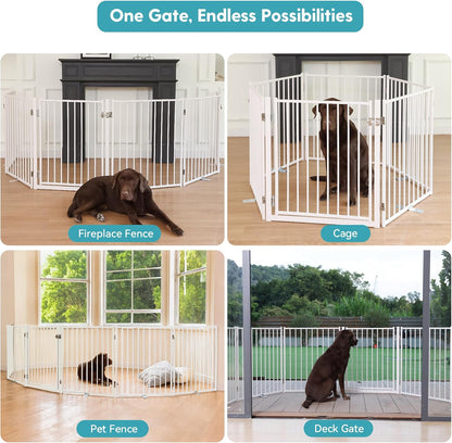 Freestanding Dog Gate with Door for Indoor & Outdoor, 30'' Tall