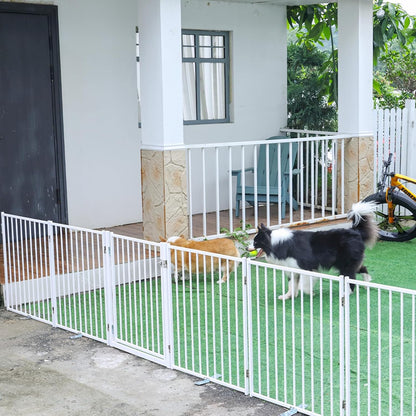 Freestanding Dog Gate with Door for Indoor & Outdoor, 30'' Tall