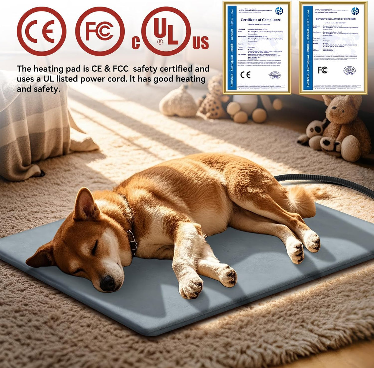 Pet Heating Pads for Cats & Dogs Outdoor Indoor, 17.7 * 17.7inches Puppy Cat Heating Pad Bed Mat Outdoor Waterprooof, Heated Dog Blanket Bed Outside, Gifts for Cats Puppy in Winter