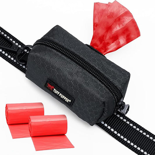 Dog Poop Bag Holder | Works with Any Dog Leash | Zippered Waste Bag Dispenser | Waterproof with Rust-Proof Clip | Convenient Lightweight Design | Includes 2 Rolls of Leak-Proof Bags
