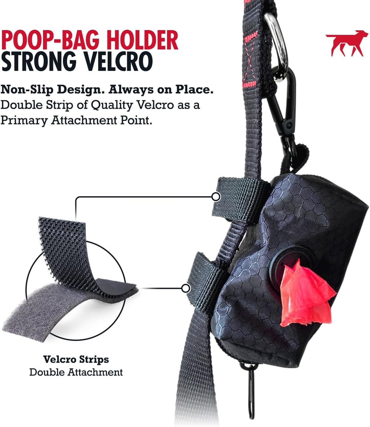 Dog Poop Bag Holder | Works with Any Dog Leash | Zippered Waste Bag Dispenser | Waterproof with Rust-Proof Clip | Convenient Lightweight Design | Includes 2 Rolls of Leak-Proof Bags