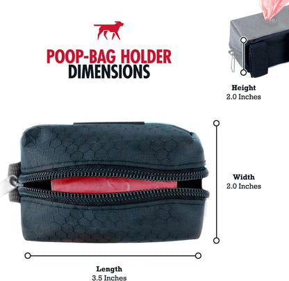Dog Poop Bag Holder | Works with Any Dog Leash | Zippered Waste Bag Dispenser | Waterproof with Rust-Proof Clip | Convenient Lightweight Design | Includes 2 Rolls of Leak-Proof Bags